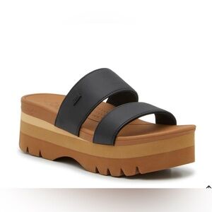 Reef Black and Tan Platform Sandals